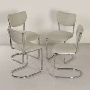 Tubular chairs 2011 by Toon De Wit for De Wit, 1950s | Set of 4 Reupholstered with New Ploeg fabric