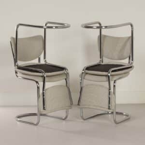 Tubular chairs 2011 by Toon De Wit for De Wit, 1950s | Set of 4 Reupholstered with New Ploeg fabric