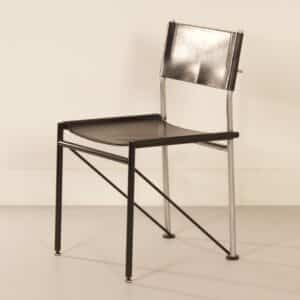 Dining chairs by Arnold Merckx for Metaform, 1980s | Set of 4 in Black Saddle Leather
