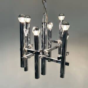 Chrome Sciolari Style Chandelier by Massive, 1970s