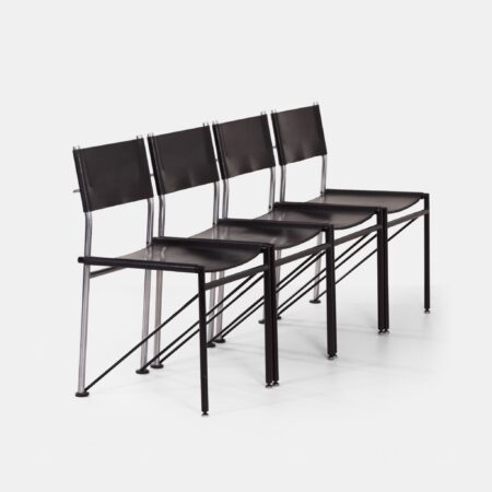 Dining chairs by Walter Antonis for Metaform from the 1980s in black saddle leather