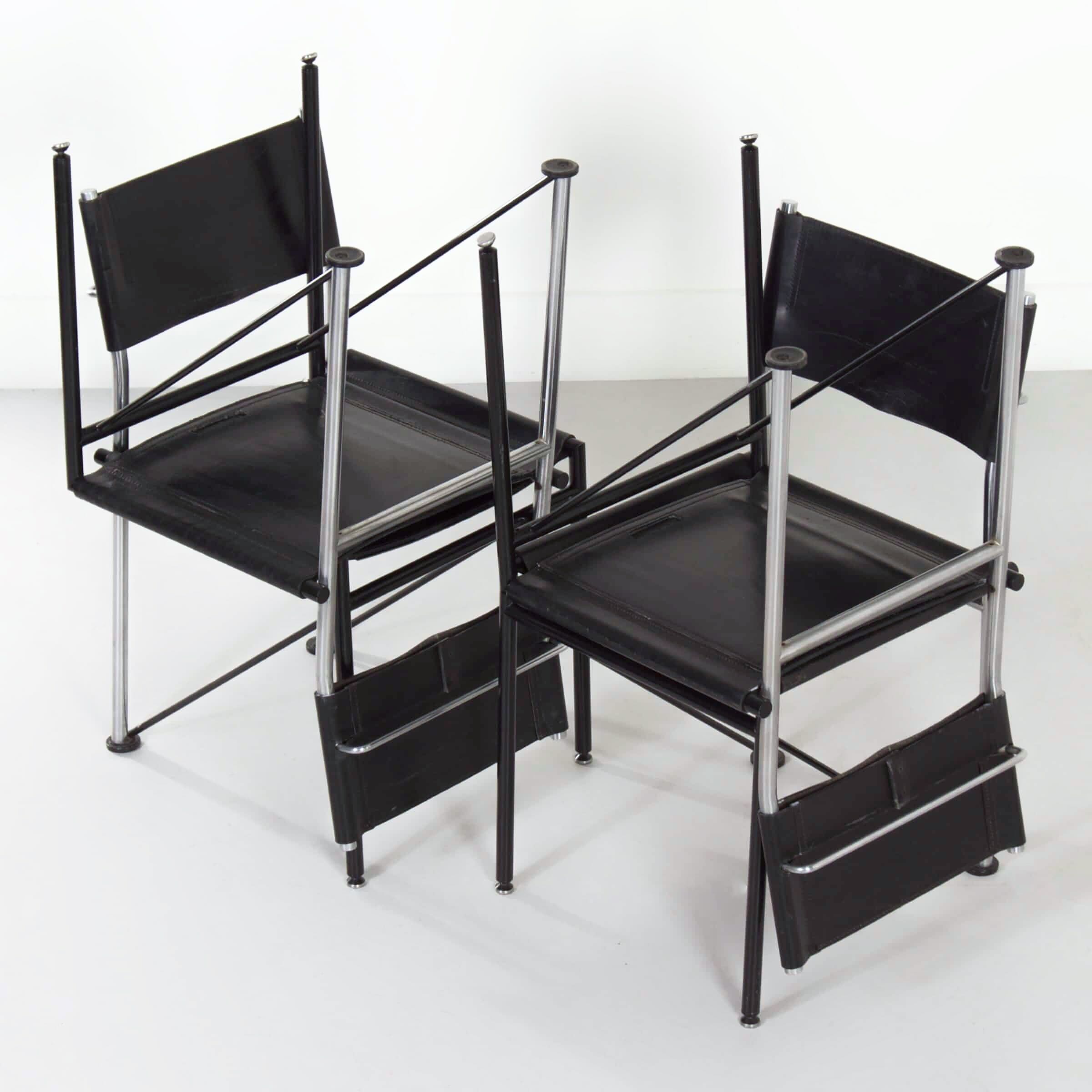 Dining chairs by Walter Antonis for Metaform from the 1980s in black saddle leather