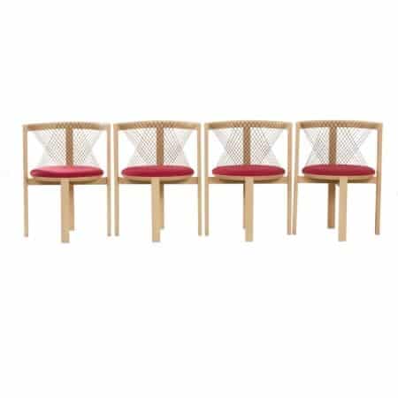 Danish String Chairs by Niels J. Haugesen for Tranekaer, 1980s | Set of 4