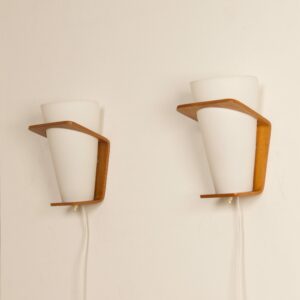 Teak Wall Lights by Louis Kalff for Philips, 1950s | Set of 2