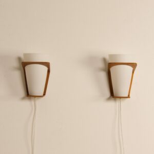 Teak Wall Lights by Louis Kalff for Philips, 1950s | Set of 2