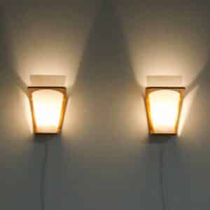 Teak Wall Lights by Louis Kalff for Philips, 1950s | Set of 2