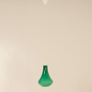 French Pendant Lamp in Green Opaline Glass, 1960s