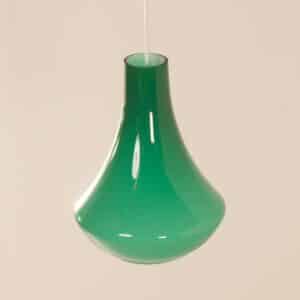 French Pendant Lamp in Green Opaline Glass, 1960s
