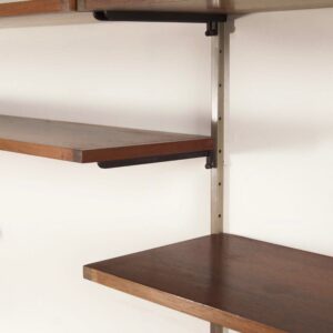 Rosewood Wall System by Tetex, Netherlands, 1960s &#8211; Modular Wall Unit with Desk and 14 Shelves