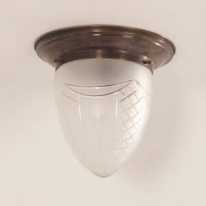 Large Art Deco Ceiling Lamp with Brass Base and Cut Glass, 1930s