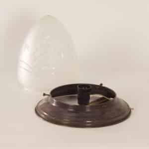 Large Art Deco Ceiling Lamp with Brass Base and Cut Glass, 1930s