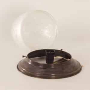 Large Art Deco Ceiling Lamp with Brass Base and Cut Glass, 1930s