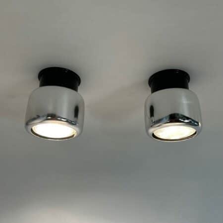 Pair of Ceiling Lights by Erco Leuchten, 1970s | Silver colour