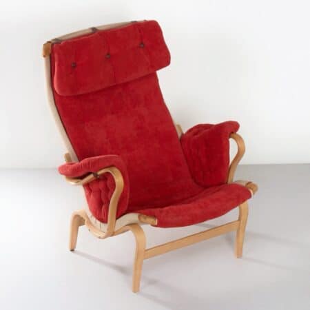 Pernilla Chair by Bruno Mathsson for Dux, 1980s - Red Velours Upholstery