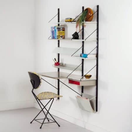 Pilastro Wall System by Tjerk Reijenga with Desk and Magazine Holder, 1960s