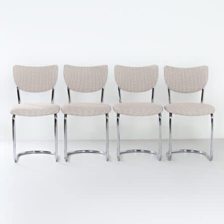 Tubular chairs 2011 by Toon De Wit for De Wit, 1950s | Set of 4 Reupholstered with New Ploeg fabric