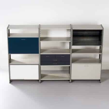 5600 Storage Furniture with Secretaire by Andre Cordemeyer for Gispen, 1950s | Blue, White, Gray