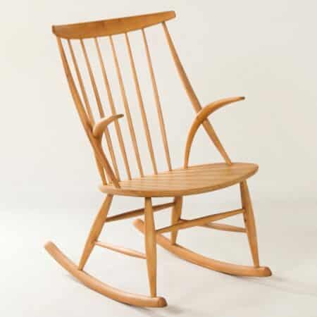 Danish rocking chair by Illum Wikkelso for Niels Eilersen, 1960s | Beech wood