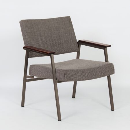 Ladies Armchair with Teak Armrests by Avanti, 1960s - Reupholstered with Brown Melange Ploeg Fabric