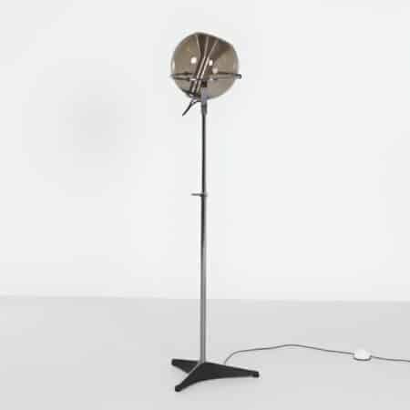 Globe Floor Lamp by Frank Ligtelijn for Raak, 1960'S | with Light Smoke Glass
