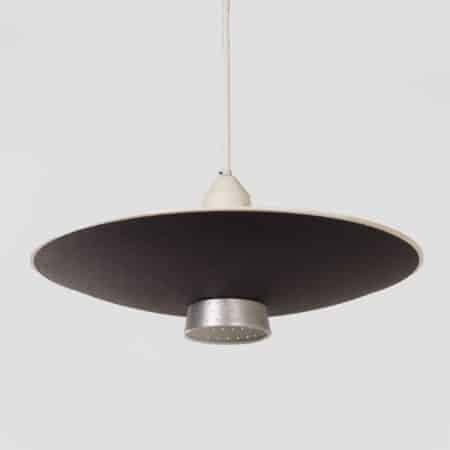 Black Metal Pendant Lamp with Diffuser by Louis Kalff for Philips, 1950s