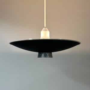 Black Metal Pendant Lamp with Diffuser by Louis Kalff for Philips, 1950s