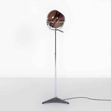 Globe Floor Lamp by Frank Ligtelijn for Raak, 1960's | with Smoked Glass Globe