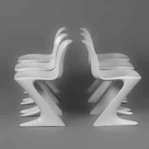 White Kangaroo Chairs by Ernst Moeckl for Horn, 1960s | Set of 6
