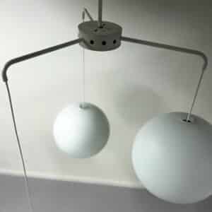 Mid-Century Pendant Lamp with Three Large Opal Glass Globes by Philips, 1960s