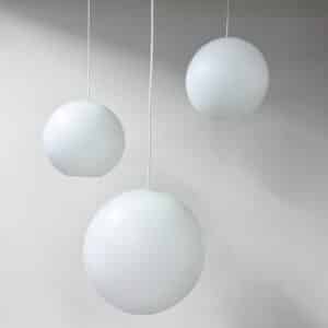 Mid-Century Pendant Lamp with Three Large Opal Glass Globes by Philips, 1960s