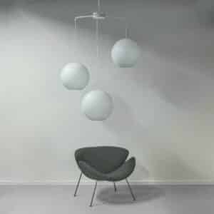 Mid-Century Pendant Lamp with Three Large Opal Glass Globes by Philips, 1960s