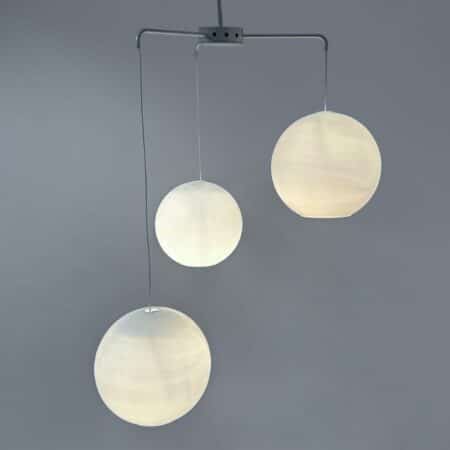 Mid-Century Pendant Lamp with Three Large Opal Glass Globes by Philips, 1960s