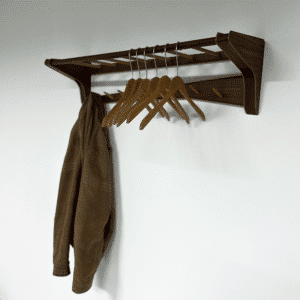 Vintage Wall Coat Rack in Two-tone Wood by Electrimeufa, 1960s &#8211; With Coat Hangers