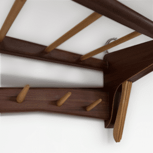 Vintage Wall Coat Rack in Two-tone Wood by Electrimeufa, 1960s &#8211; With Coat Hangers