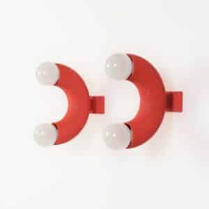 Red Wall lights by BAG Turgi, Switzerland, 1970s