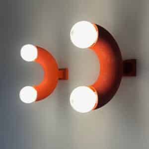 Red Wall lights by BAG Turgi, Switzerland, 1970s