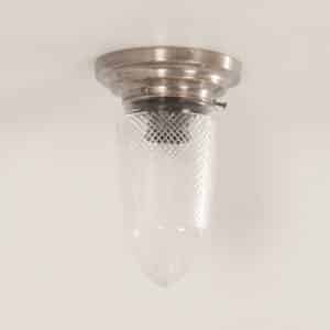 Art Deco Ceiling Lamp Polished Glass on a Nickel Plated Base , 1930s