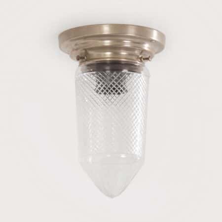 Art Deco Ceiling Lamp Polished Glass on a Nickel Plated Base , 1930s