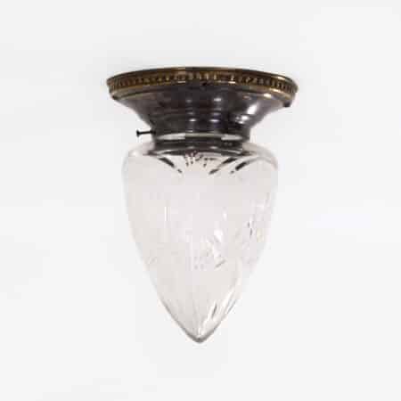 Art Deco Ceiling Lamp with Brass Base and Cut Glass, 1930s