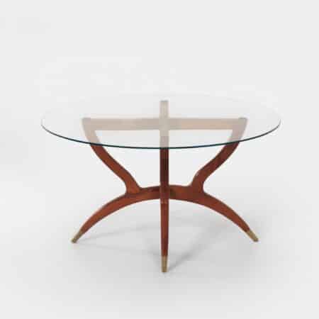 Italian Coffee Table with Teak Hairpin Legs and Brass Feet, 1960s