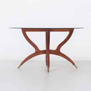 Italian Coffee Table with Teak Hairpin Legs and Brass Feet, 1960s