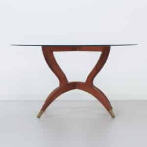 Italian Coffee Table with Teak Hairpin Legs and Brass Feet, 1960s