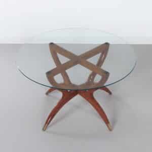 Italian Coffee Table with Teak Hairpin Legs and Brass Feet, 1960s