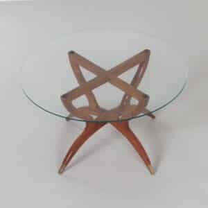 Italian Coffee Table with Teak Hairpin Legs and Brass Feet, 1960s