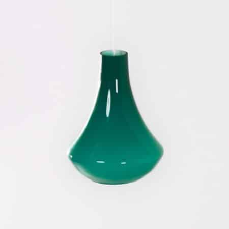 French Pendant Lamp in Green Opaline Glass, 1960s