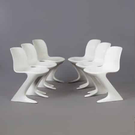 White Kangaroo Chairs by Ernst Moeckl for Horn, 1960s | Set of 6