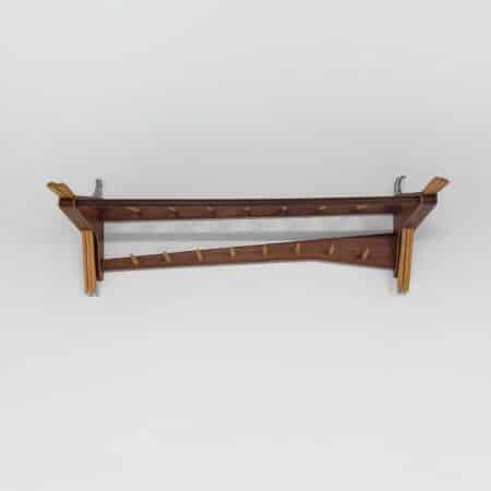 Vintage Wall Coat Rack in Two-tone Wood by Electrimeufa, 1960s - With Coat Hangers