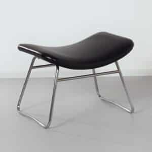 Vintage Footstool by Rudolf Wolf &#038; J.H. Rohe for Rohe Noordwolde, 1960s | Black Skai