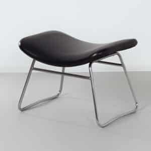Vintage Footstool by Rudolf Wolf &#038; J.H. Rohe for Rohe Noordwolde, 1960s | Black Skai