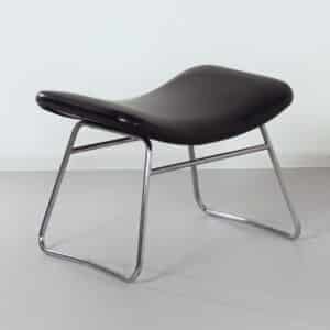Vintage Footstool by Rudolf Wolf &#038; J.H. Rohe for Rohe Noordwolde, 1960s | Black Skai